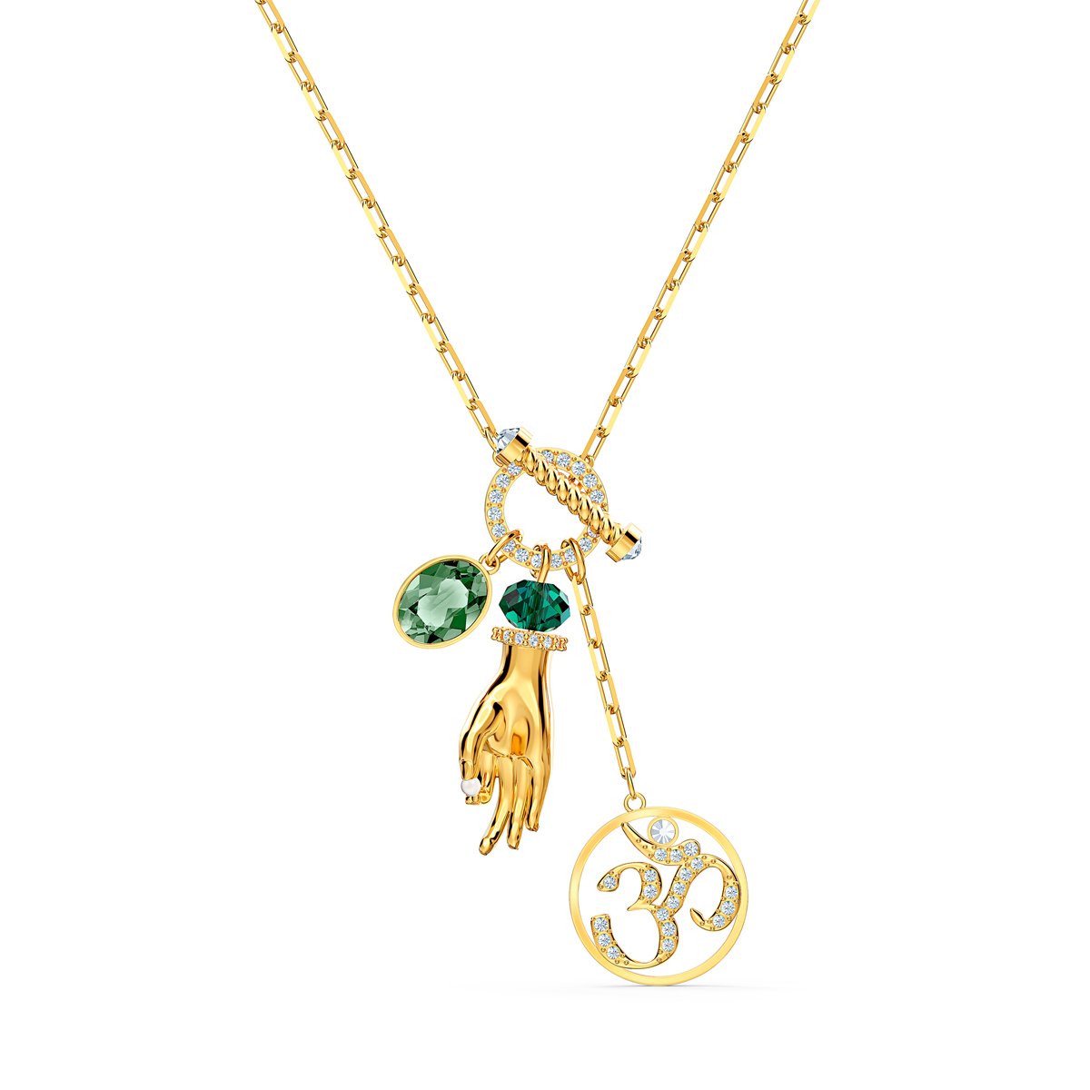 Swarovski Necklace Symbol Pendant Hand Ohm Light Multi Gold