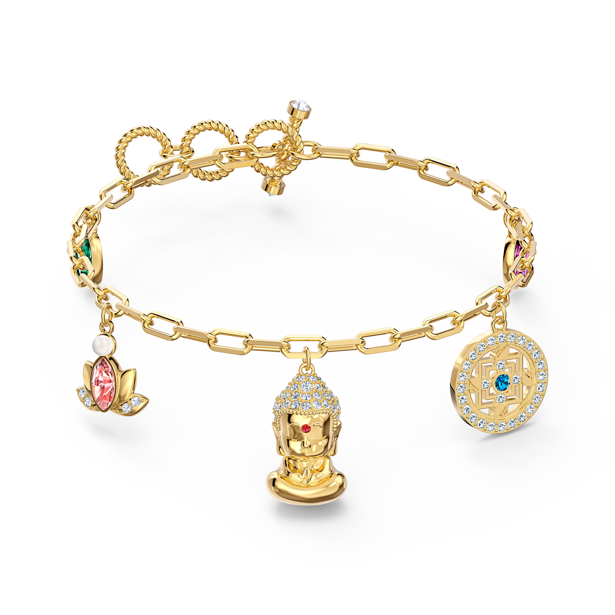 Swarovski Bracelet Symbol Ch Buddha Light Multi Gold M
