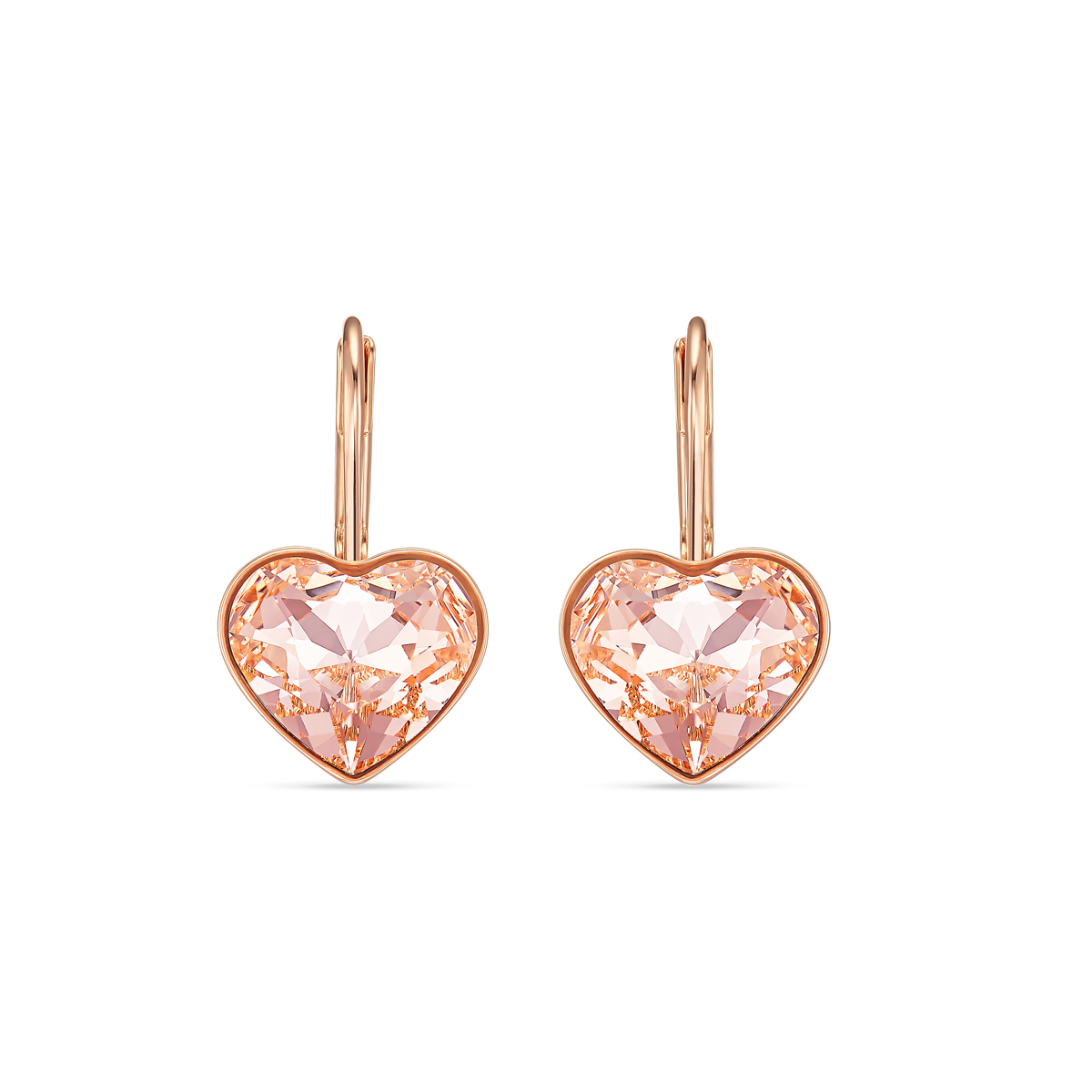 Swarovski Bella Pierced Earrings Heart Silk Rose Gold
