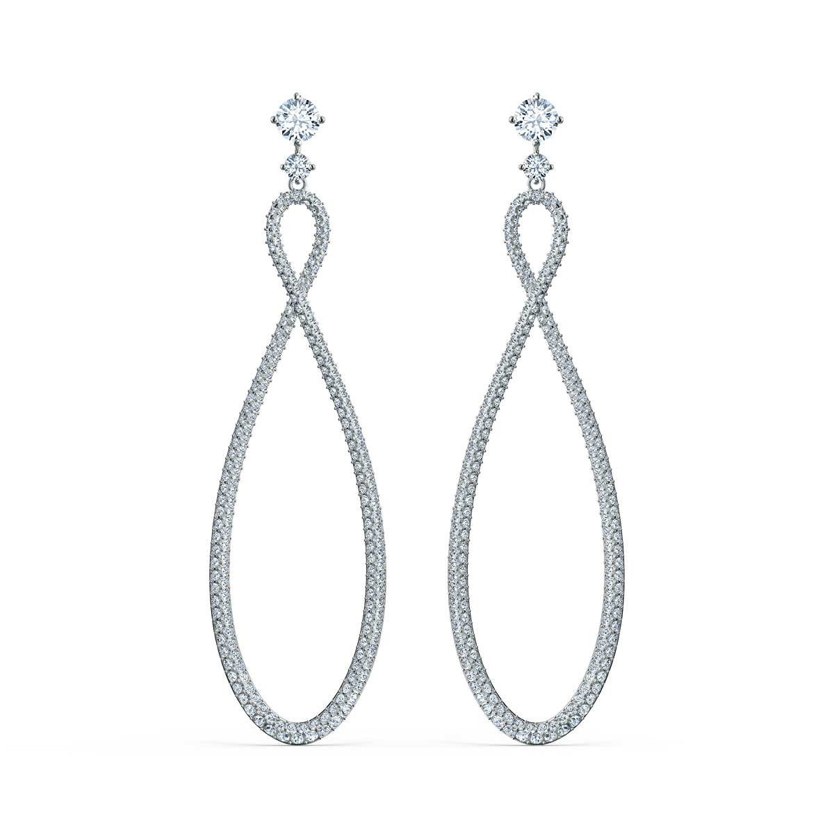 Swarovski Infinity Pierced Earrings Hoop Crystal Rhodium Silver