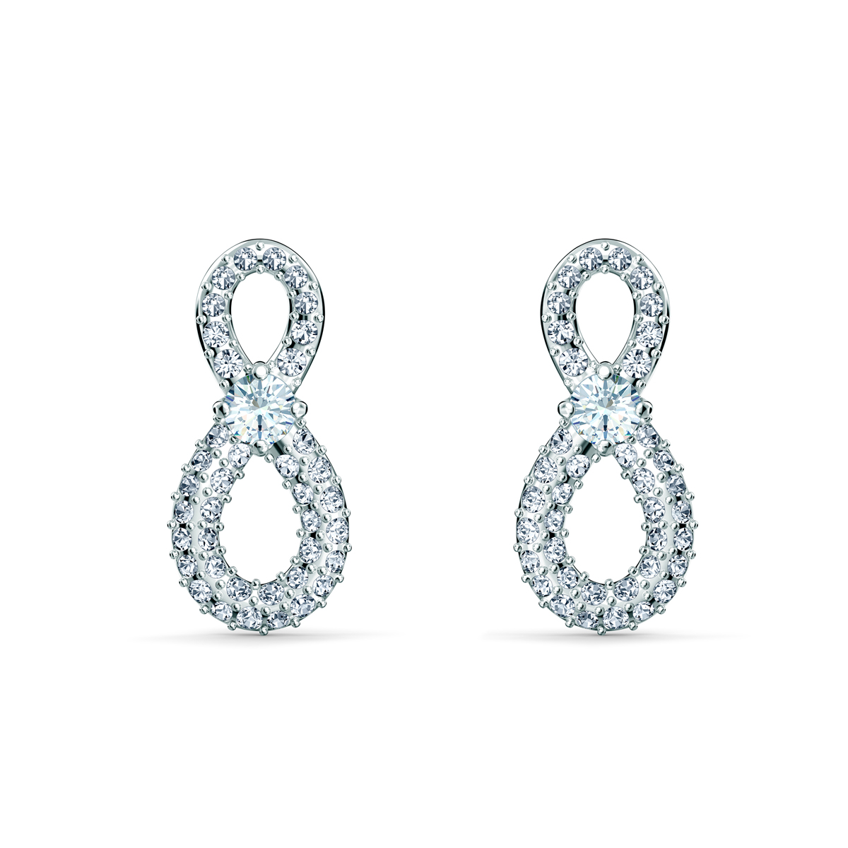 Swarovski Infinity Pierced Earrings Mini Crystal Rhodium Silver