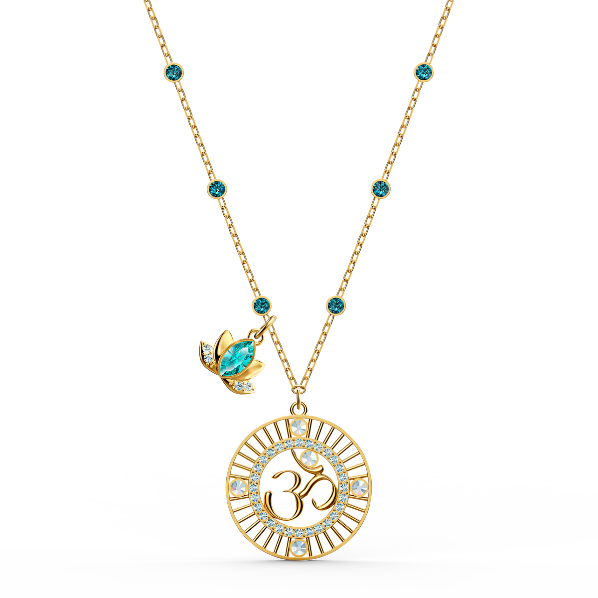 Swarovski Necklace Symbol Pendant Lotus Ohm Light Multi Gold