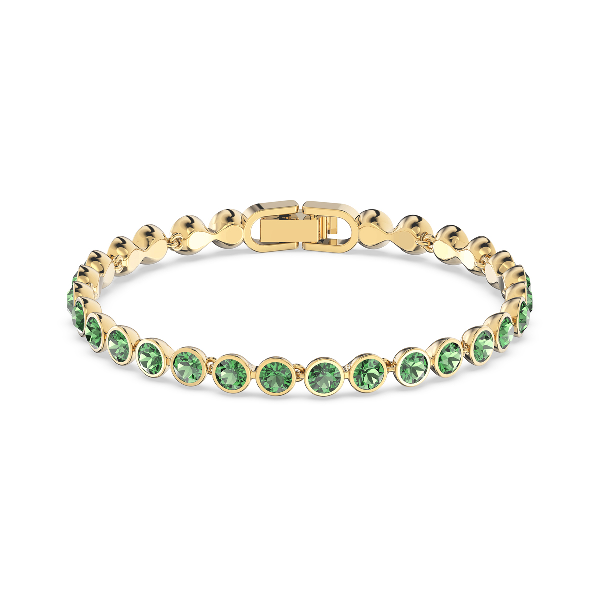 Swarovski Tennis Bracelet, Green, Gold Tone Plated