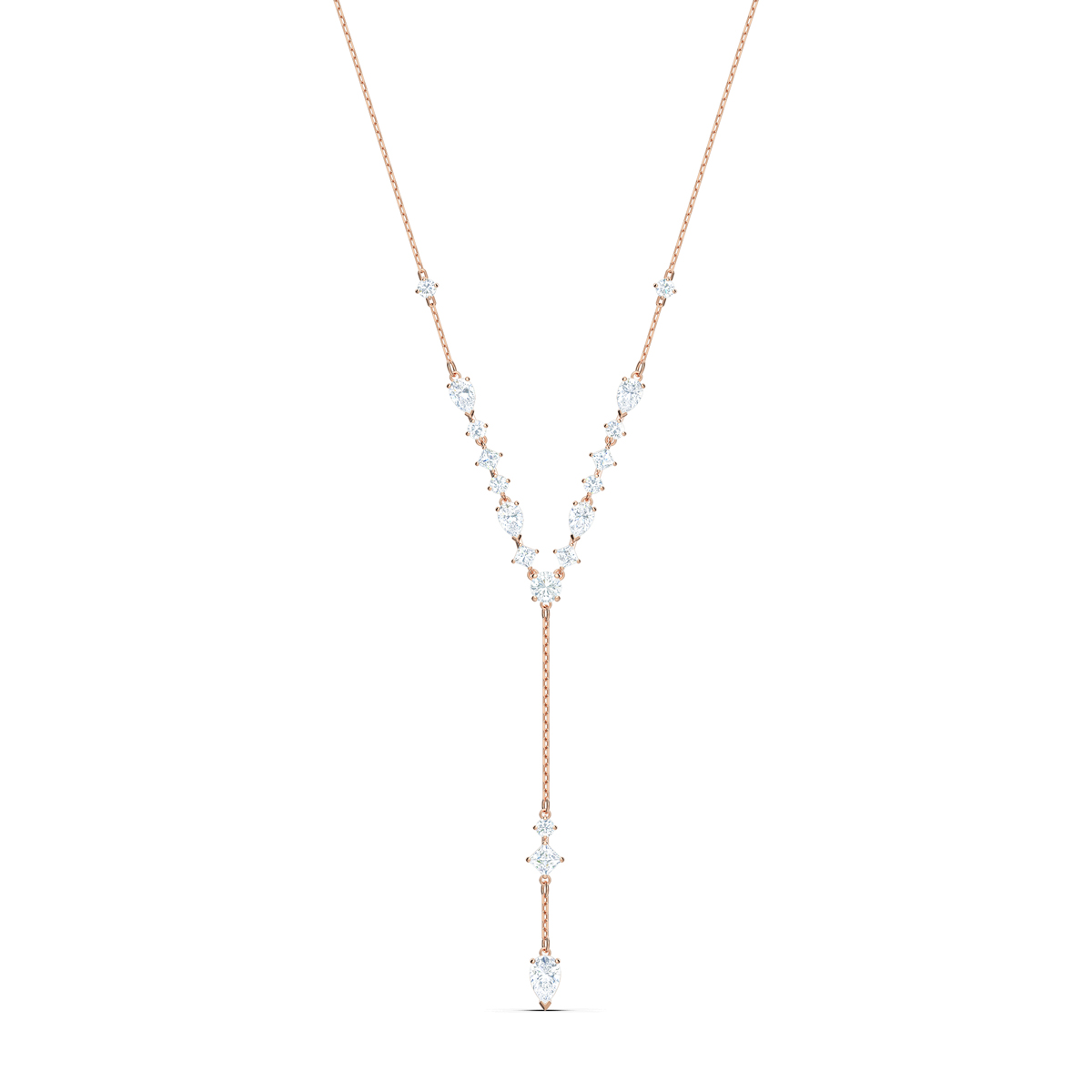 Swarovski Attract Y Necklace, White, Rose Gold Tone Plated