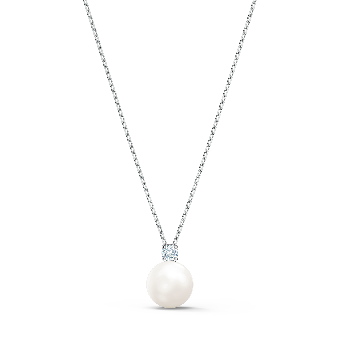Swarovski Treasure Pearl Necklace, White, Rhodium Plated