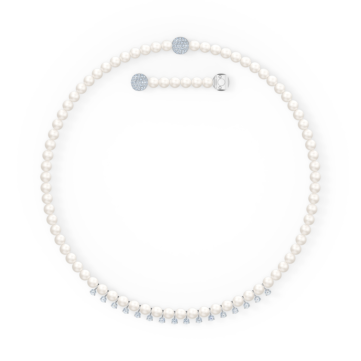 Swarovski Treasure Pearls Necklace, White, Rhodium Plated