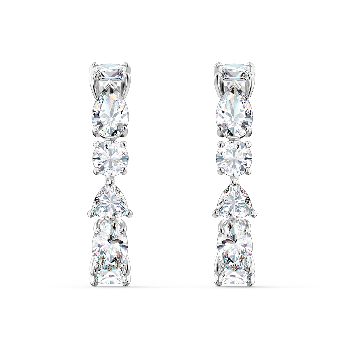 Swarovski Tennis Deluxe White Crystal and Rhodium Plated Pierced Earrings Pair