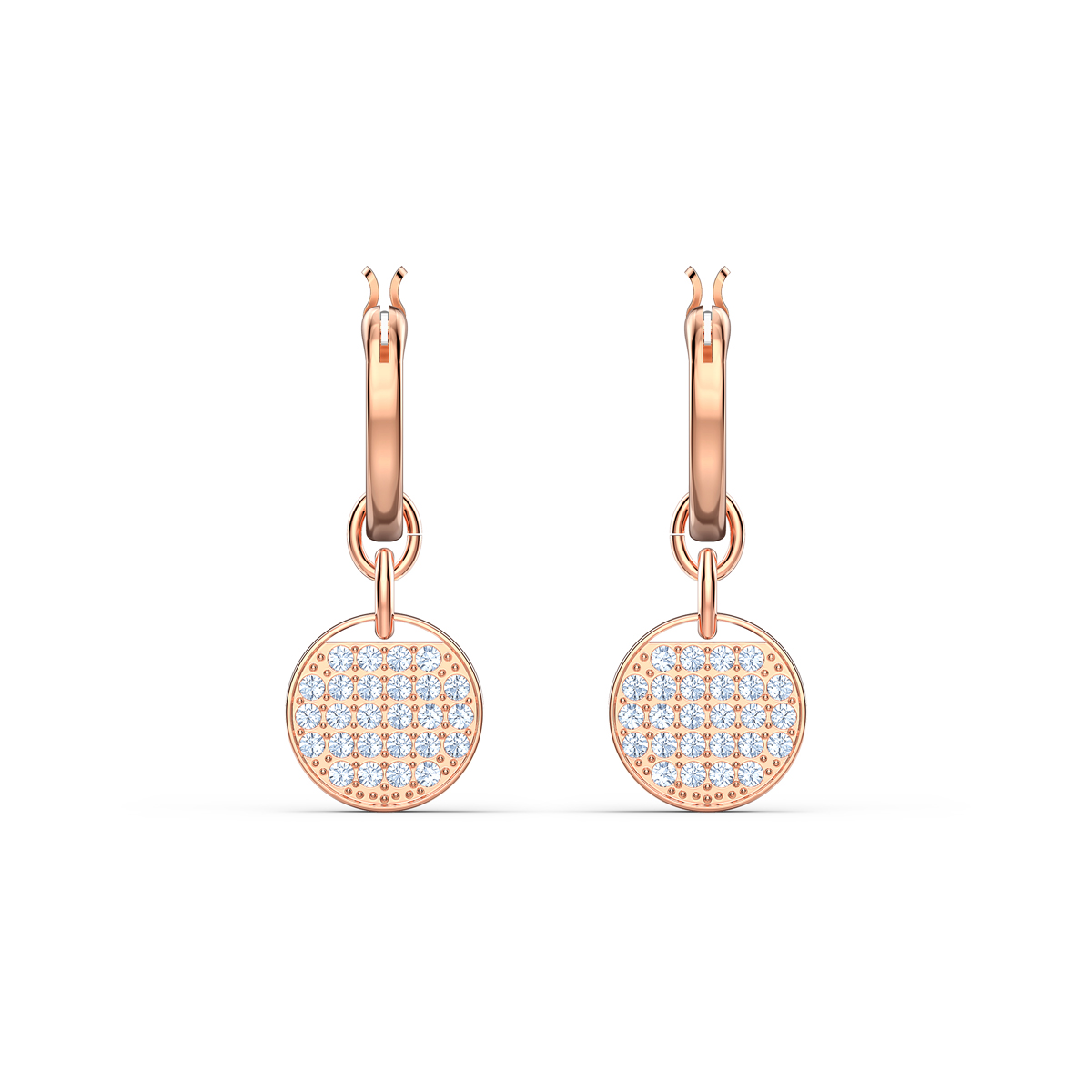 Swarovski Ginger Crystal and Rose Gold Mini Hoop Pierced Earrings