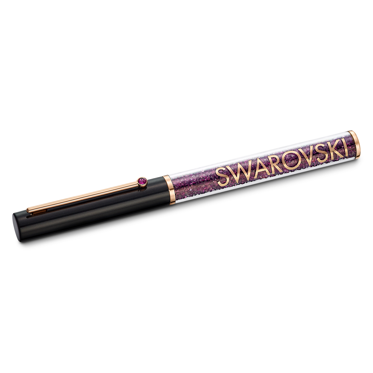 Swarovski Crystalline Gloss Ballpoint Pen, Black And Purple, Rose Gold Tone Plated