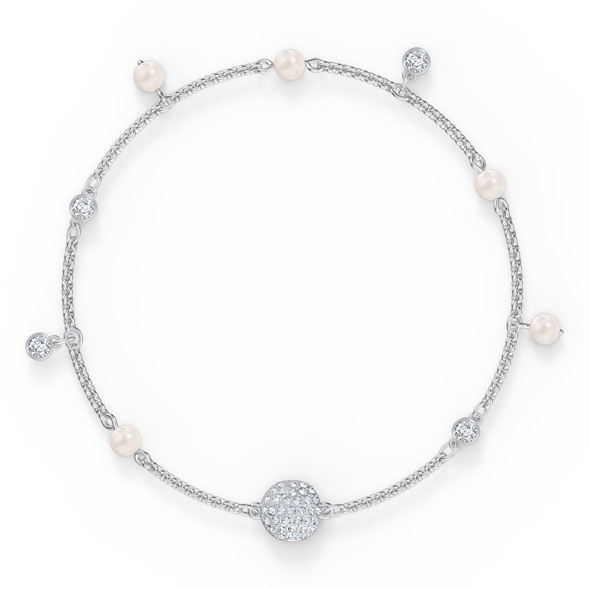 Swarovski Remix Bracelet Delicate Pearl Strand, White, Rhodium Plated