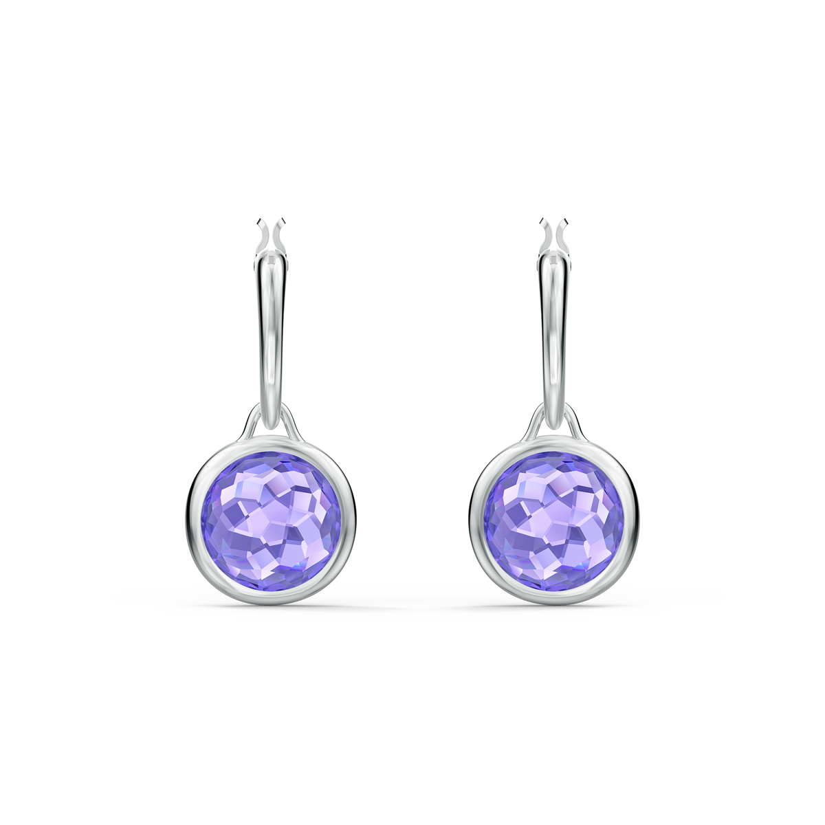 Swarovski Tahlia Mini Hoop Pierced Earrings, Purple, Rhodium Plated
