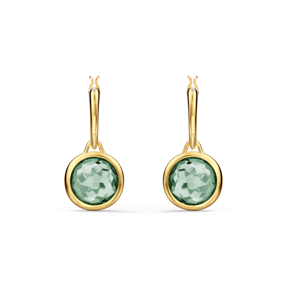 Swarovski Tahlia Mini Hoop Pierced Earrings, Green, Gold Tone Plated