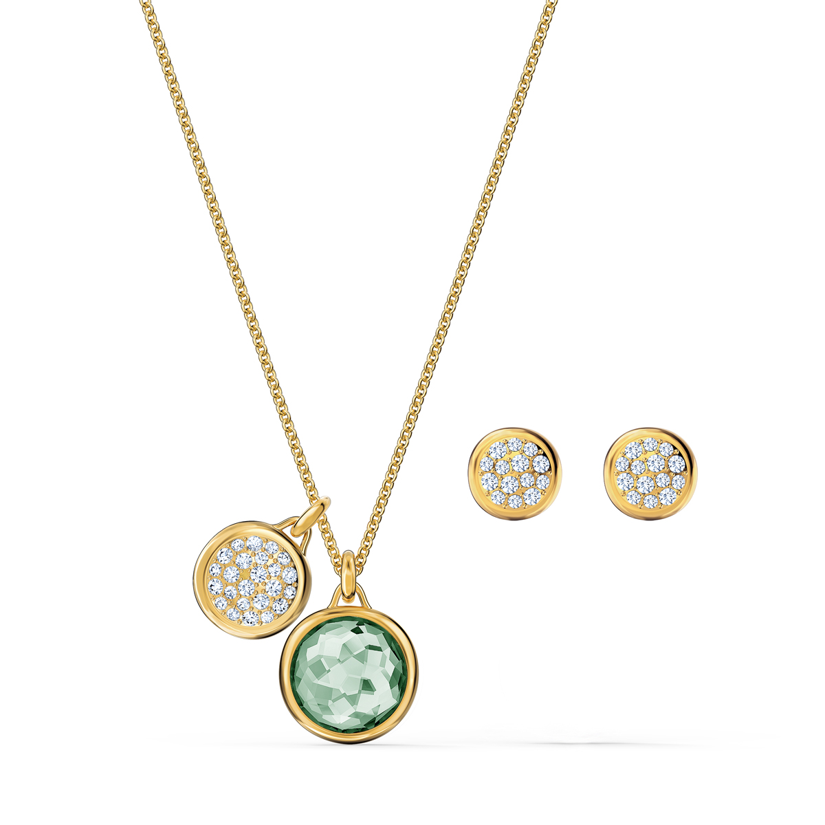Swarovski Tahlia Necklace and Earrings Set, Green, Gold Tone Plated
