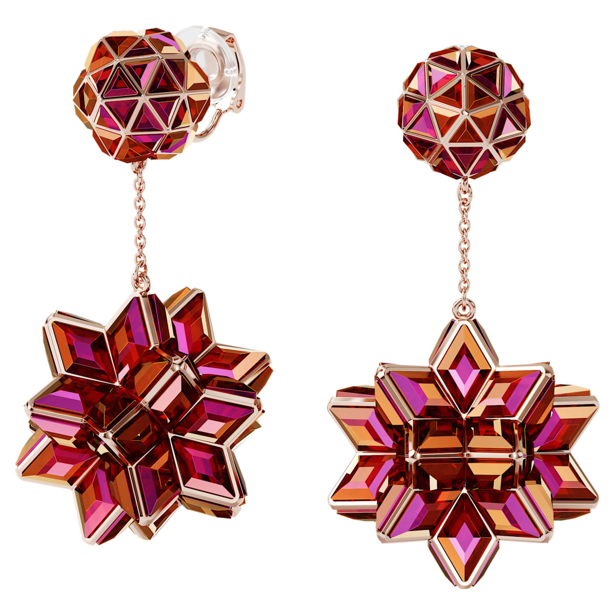 Swarovski Curiosa Drop Earrings, Geometric Crystals, Pink, Rose-Gold Tone Plated, Pair