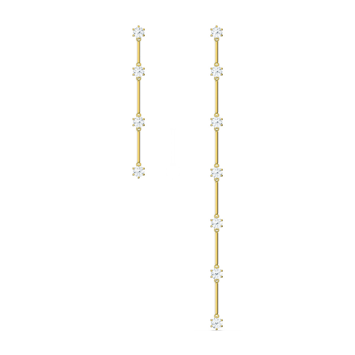Swarovski Constella Earrings, Asymmetrical, White, Gold-Tone Plated, Set