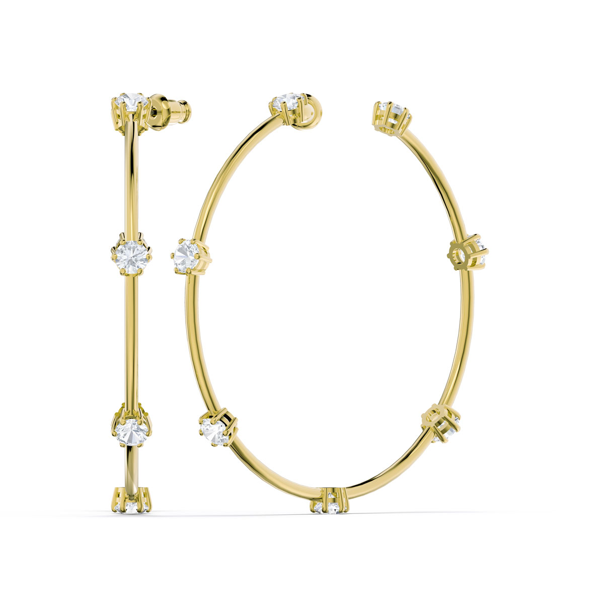 Swarovski Constella Hoop Earrings, White, Gold-Tone Plated, Pair