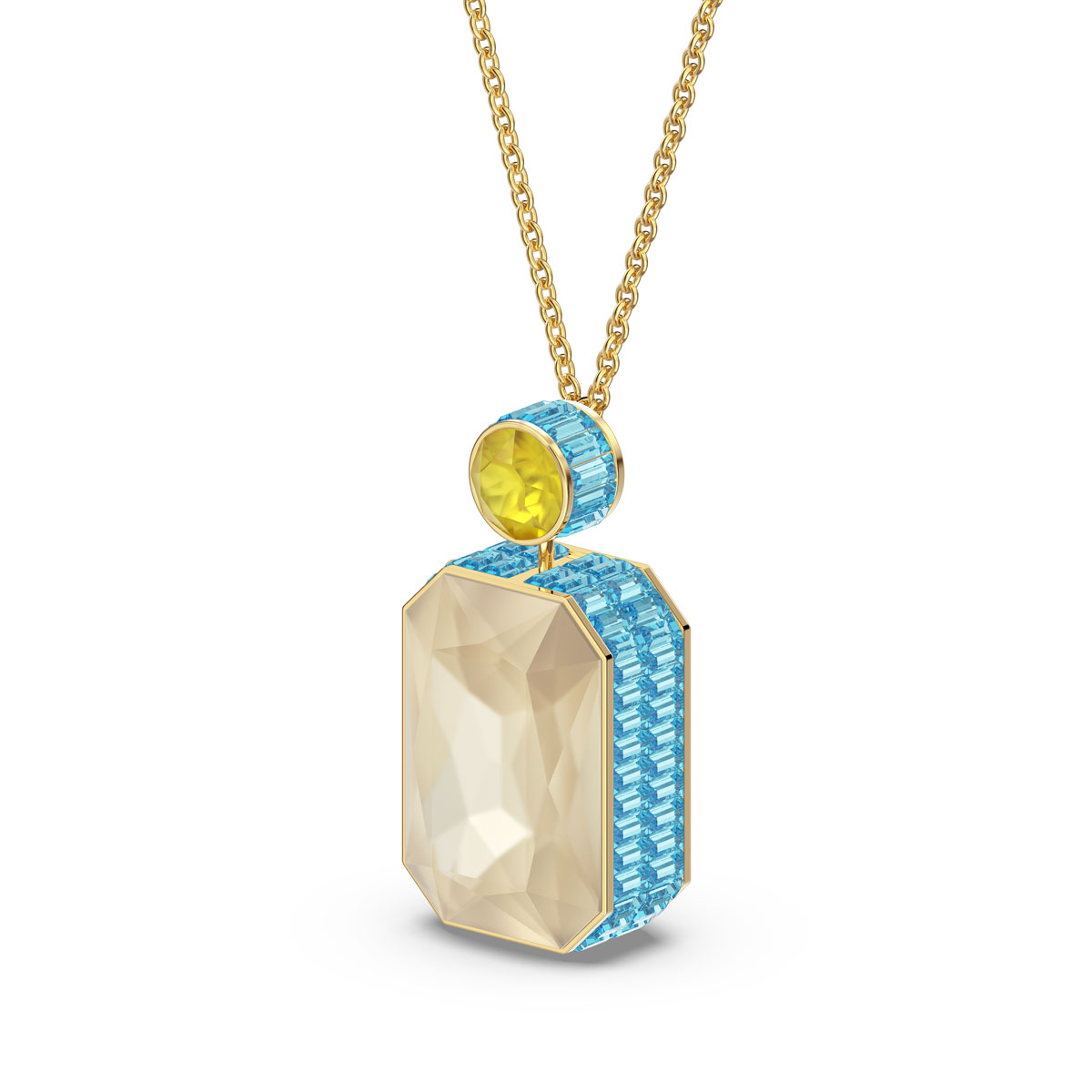 Swarovski Orbita Necklace, Octagon Cut Crystal, Multicolored, Gold-Tone