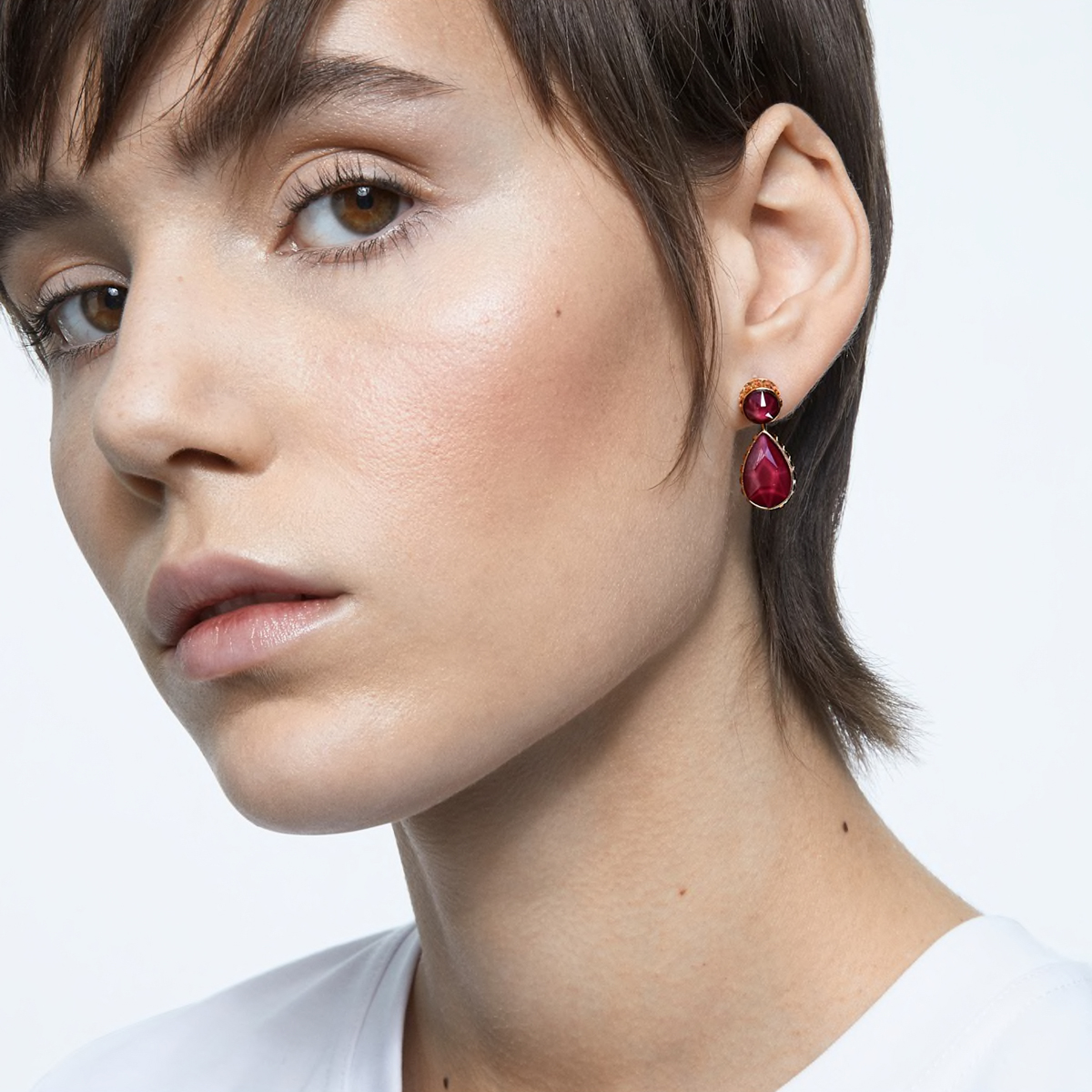 Swarovski Orbita Earrings Asymmetrical, Drop Cut Crystals, Multicolored