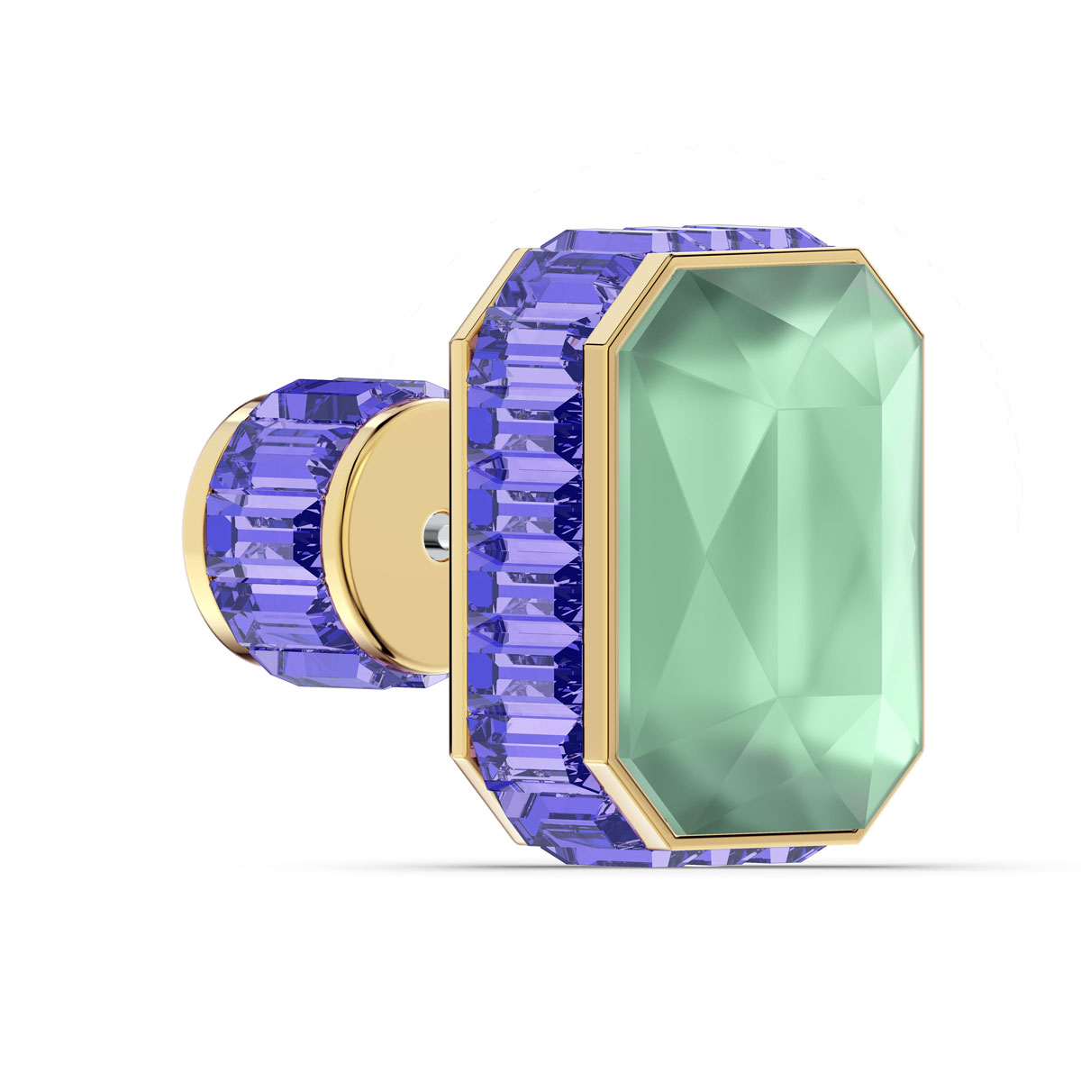 Swarovski Orbita Earring Single, Octagon Cut Crystal, Multicolored, Gold-Tone Plated