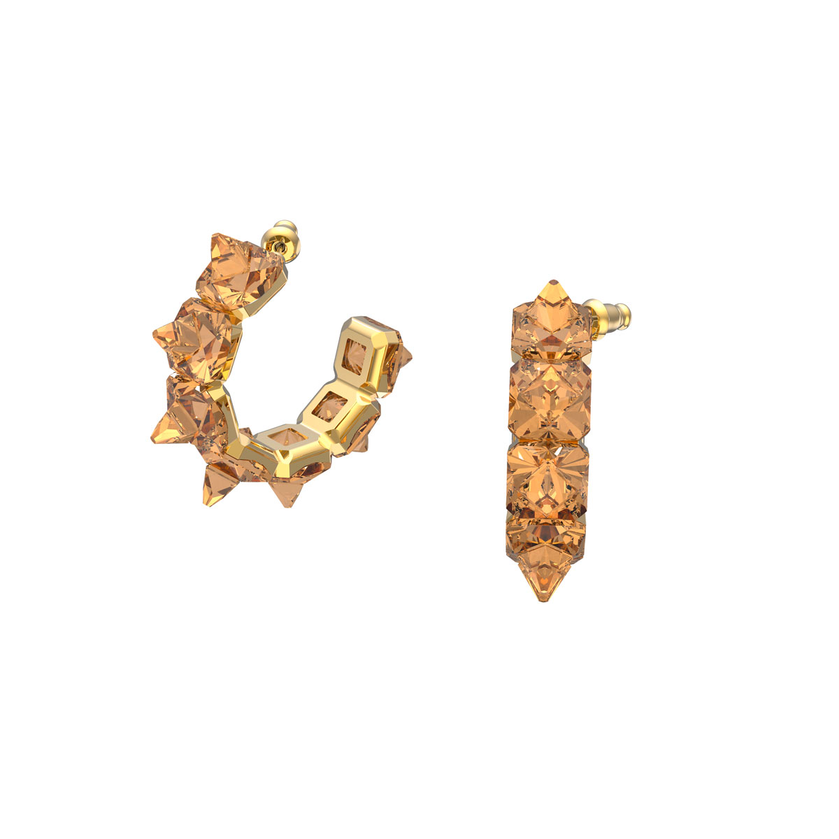 Swarovski Chroma Hoop Earrings, Pyramid Cut Crystals, Yellow, Gold-Tone Plated