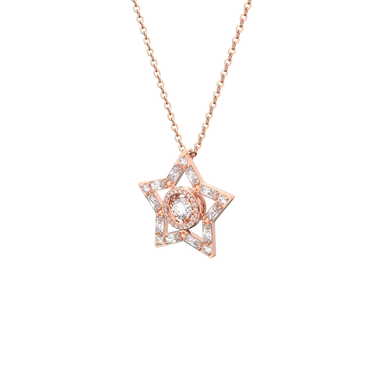Swarovski Stella Pendant, Star, White, Rose-Gold Tone Plated