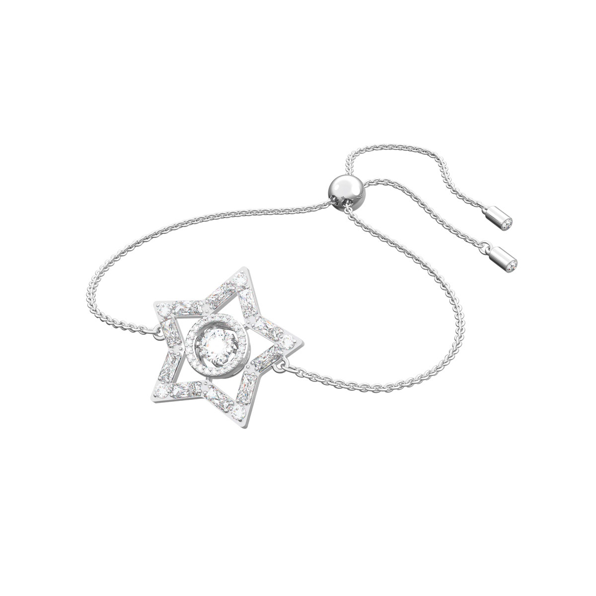 Swarovski Stella Bracelet, Star, White, Rhodium Plated
