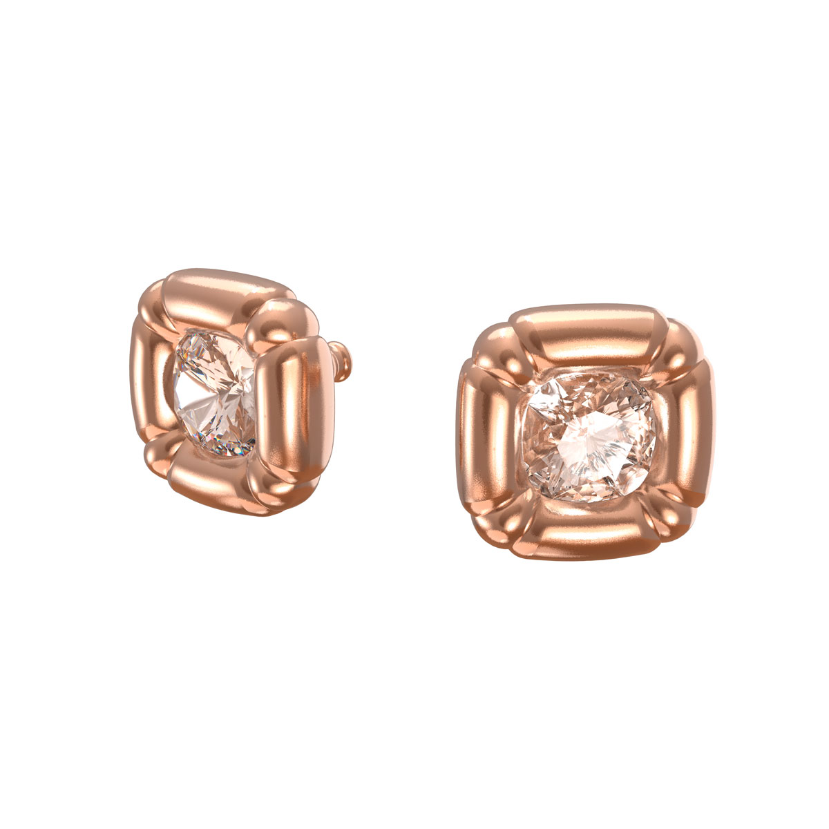 Swarovski Dulcis Stud Earrings, Cushion Cut Crystals, Rose Gold Tone