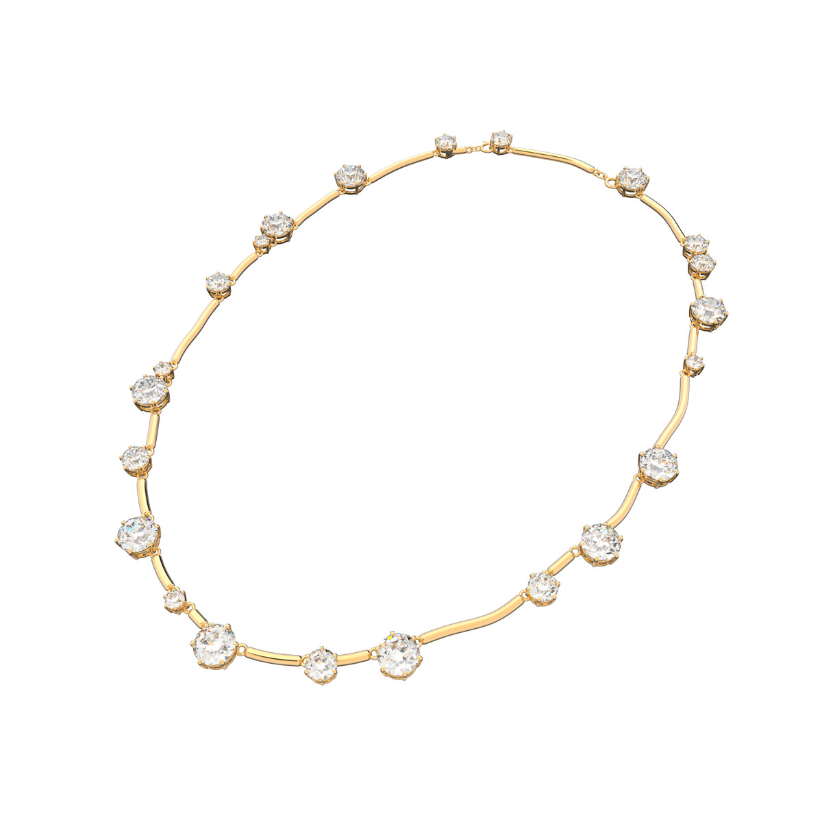 Swarovski Constella Round Cut Crystal and Gold Necklace