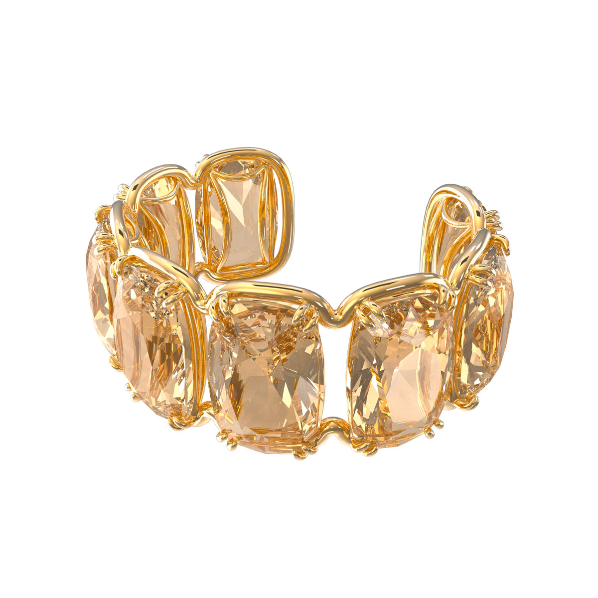 Swarovski Harmonia Cuff Bracelet, Oversized Floating Crystals, Yellow, Gold-Tone Plated