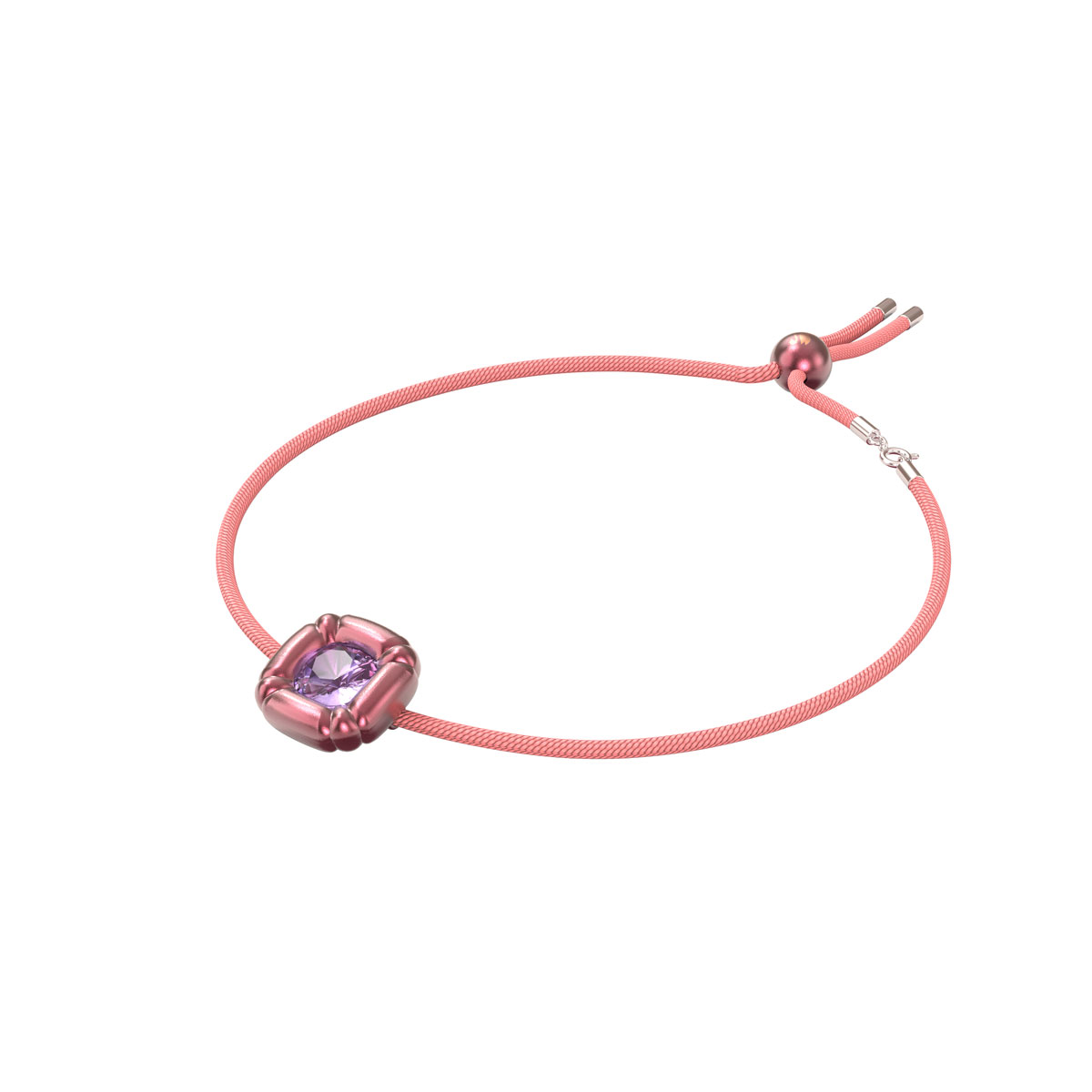 Swarovski Dulcis Necklace, Cushion Cut Crystals, Pink