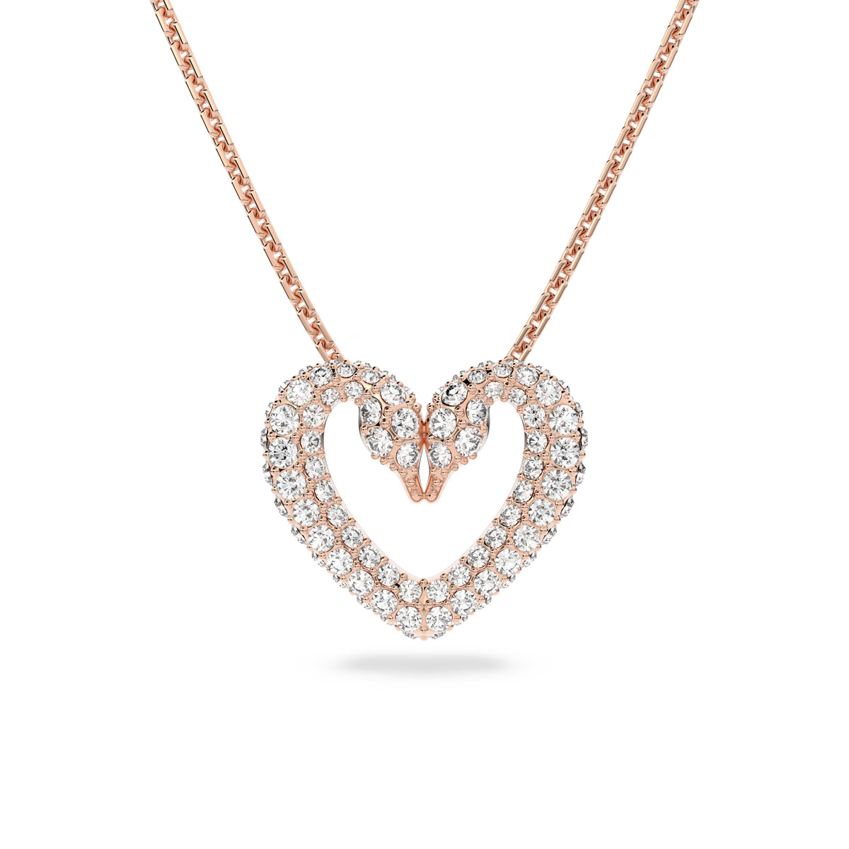 Swarovski Crystal and Rose Gold Plated Una Heart Pendant Necklace