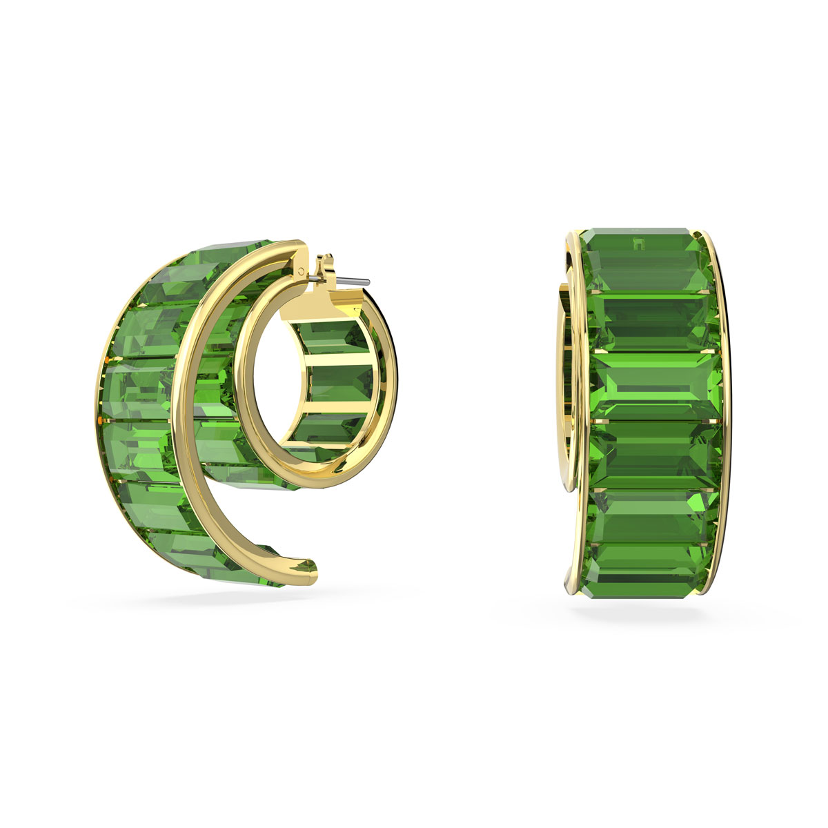 Swarovski Matrix Hoop Earrings, Green, Gold Tone Plated