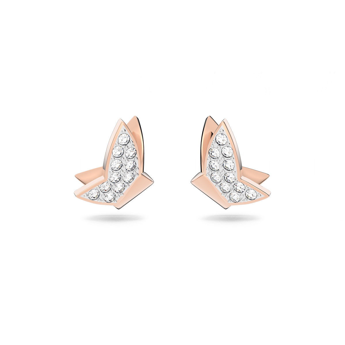 Swarovski Lilia Stud Earrings, Butterfly, White, Rose-Gold Tone Plated