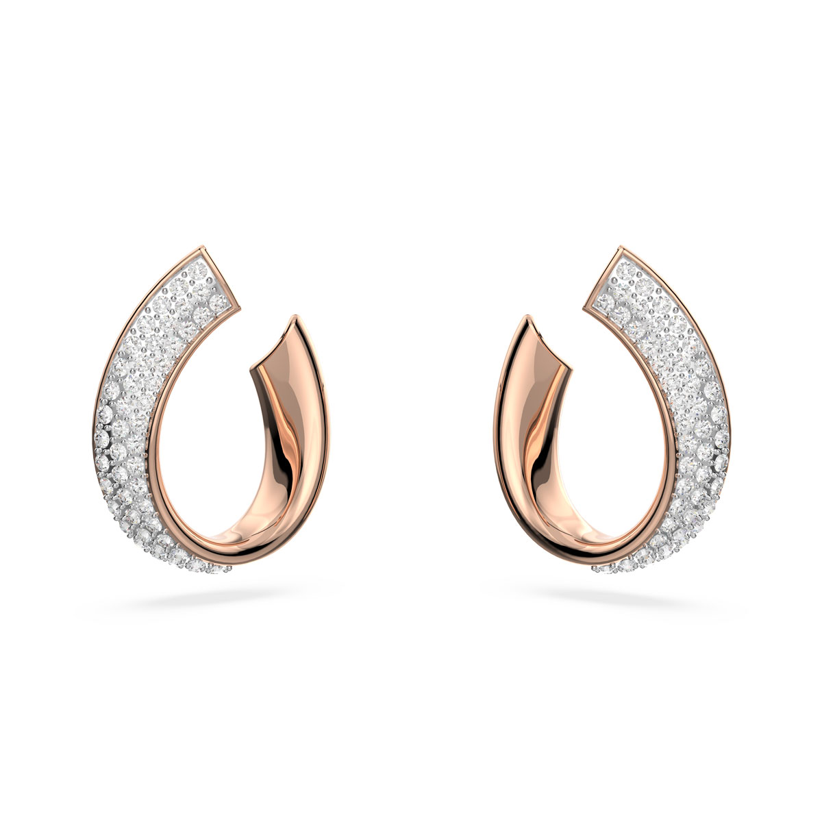Swarovski Crystal and Gold Exist Small Hoop Pierced Earrings, Pair