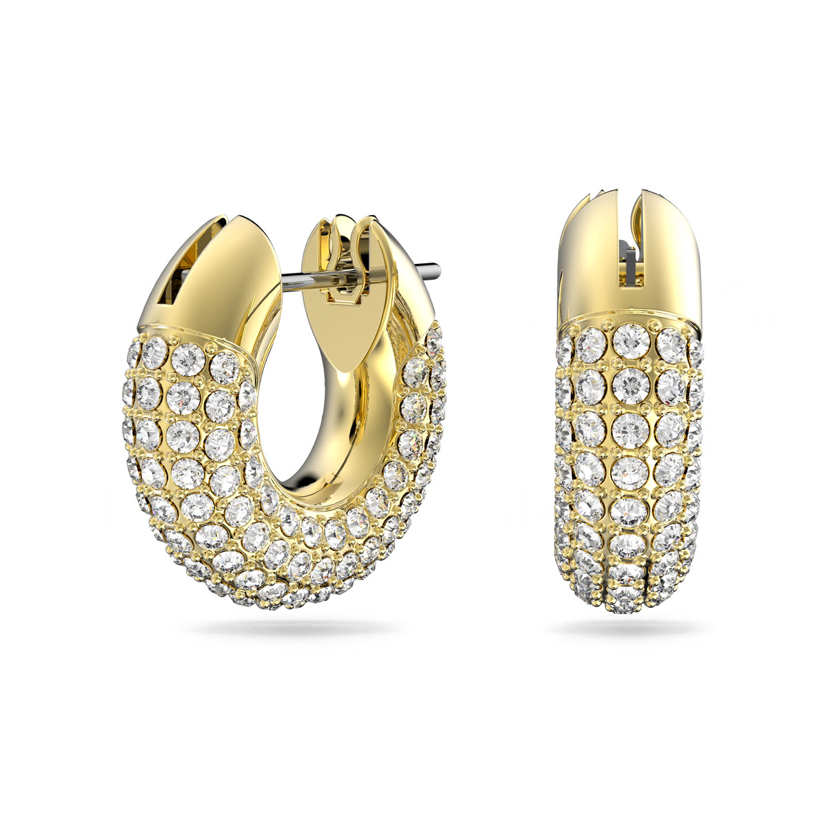 Swarovski Pave Crystal and Gold-Tone Plated Dextera Hoop Pierced Earrings