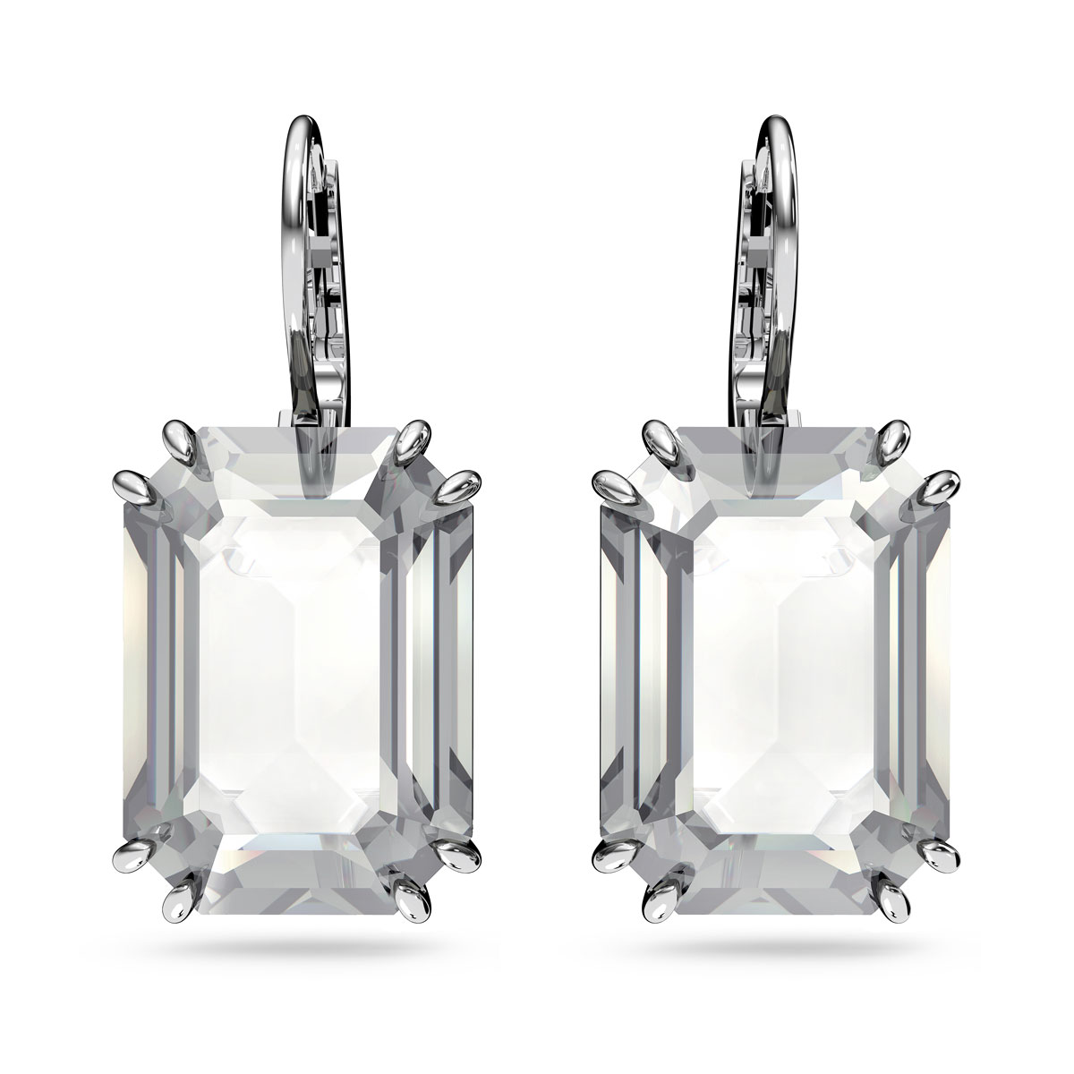 Swarovski Millenia Earrings, Octagon Cut Crystal, White, Rhodium Plated