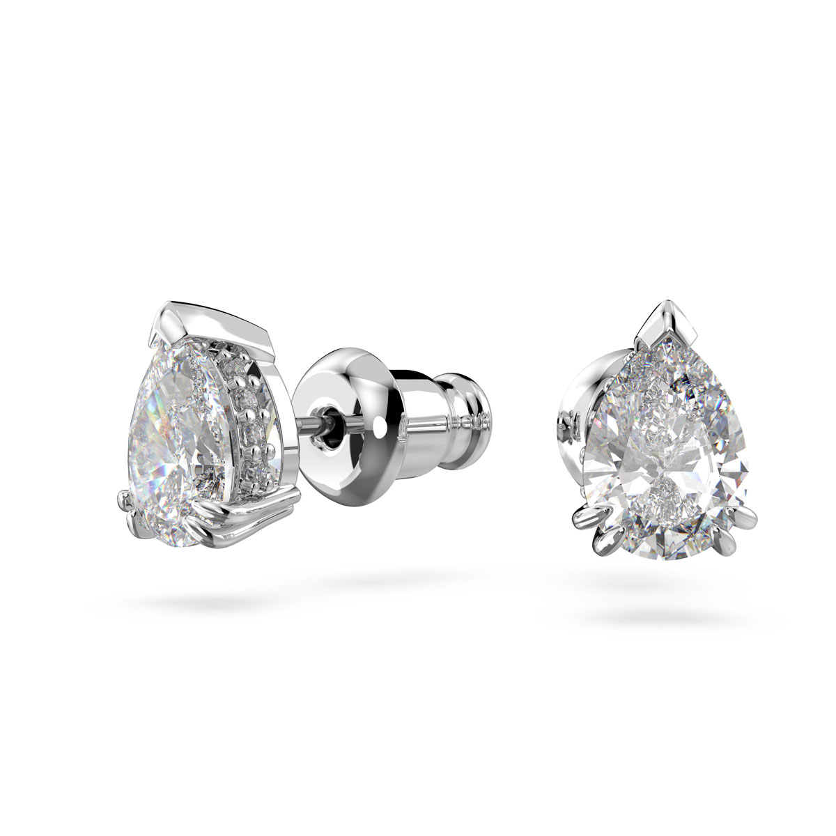 Swarovski Constella Pear Crystal and Rhodium Pierced Earrings
