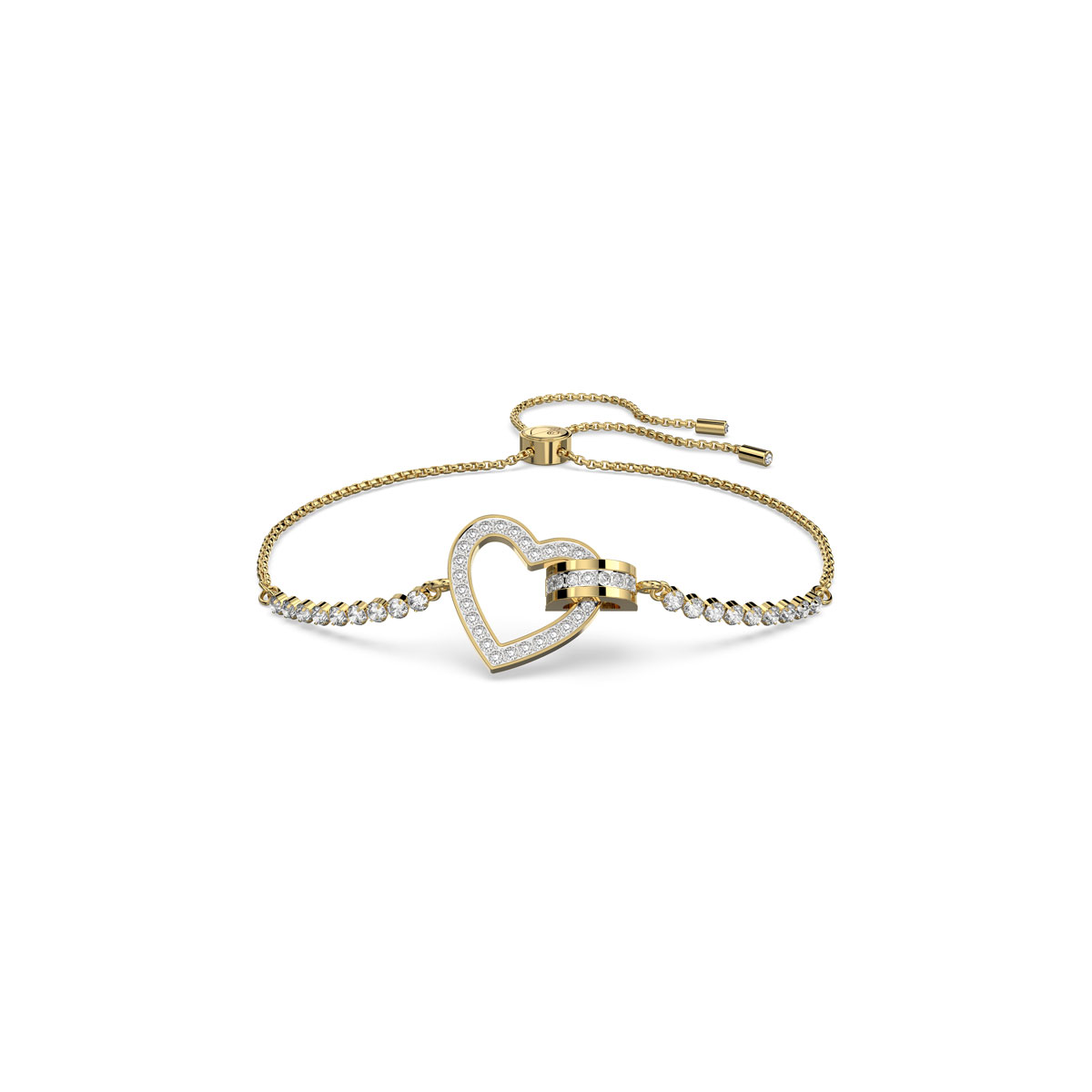 Swarovski Lovely Bracelet, Heart, White, Gold-Tone Plated