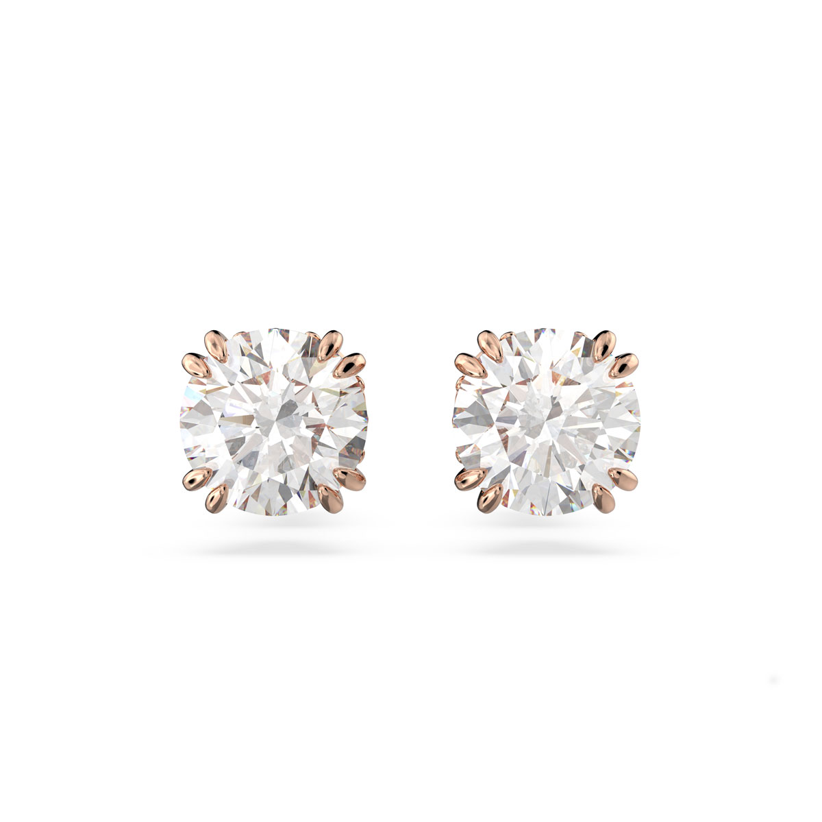 Swarovski Constella Round Cut Crystal with Rose Gold Stud Pierced Earrings