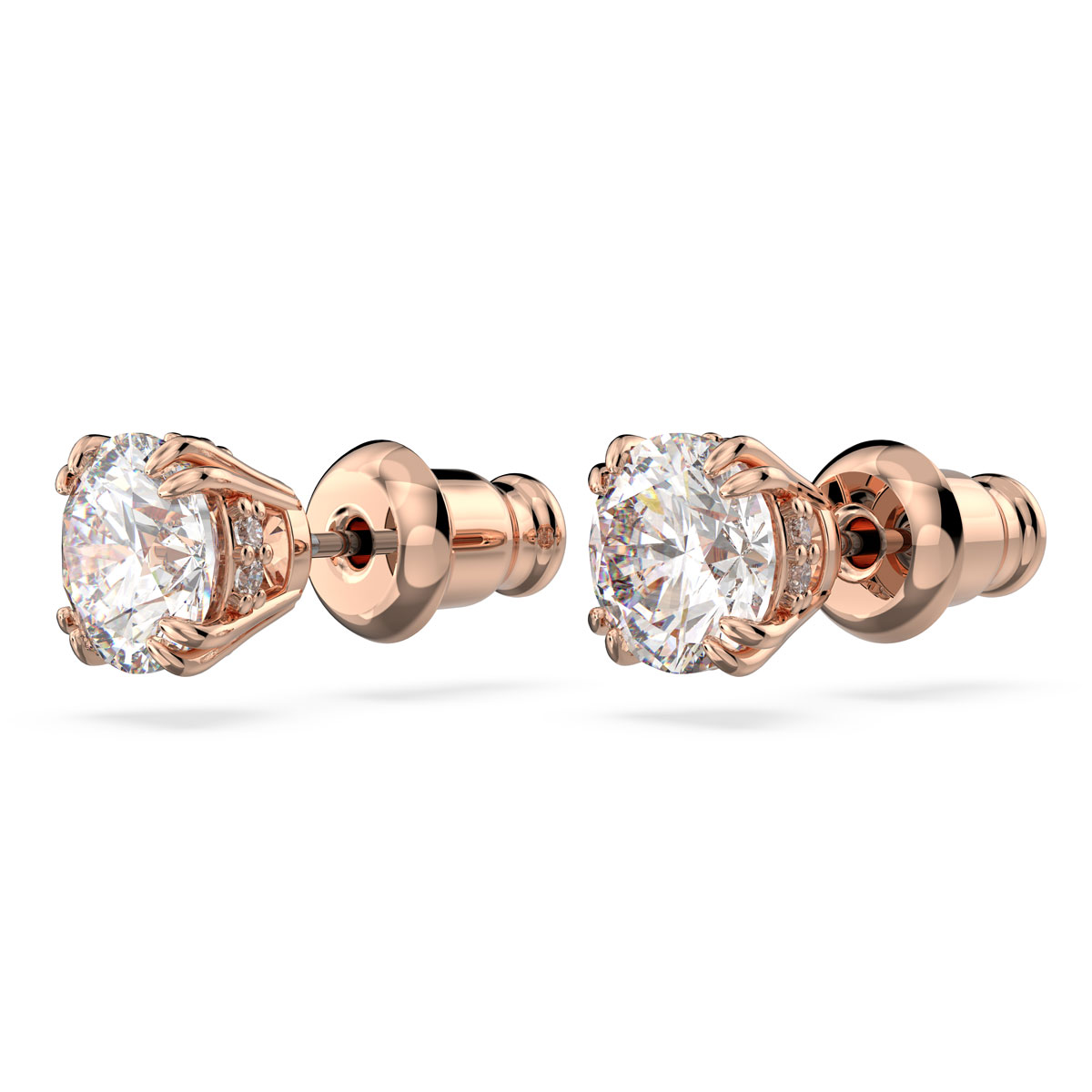 Swarovski Constella Round Cut Crystal with Rose Gold Stud Pierced Earrings