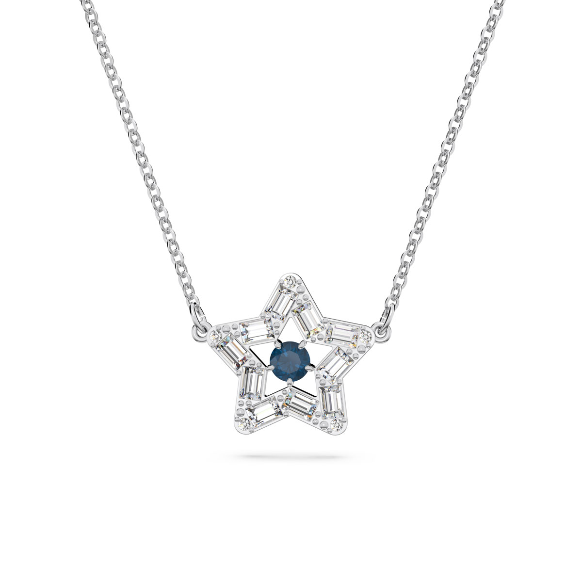 Swarovski Stella Pendant, Star, White, Rhodium Plated