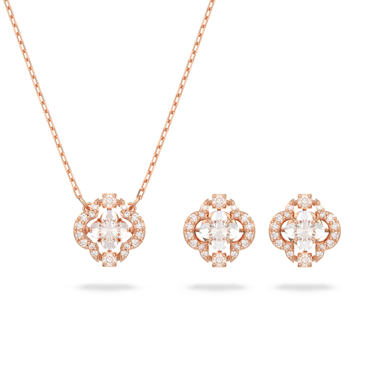 Swarovski Sparkling Dance Rose Gold Necklace and Earrings Set