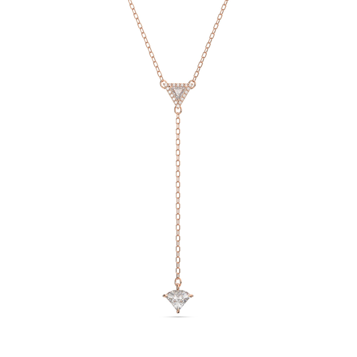 Swarovski Triangle Cut Crystal and Rose Gold Ortyx Y Necklace