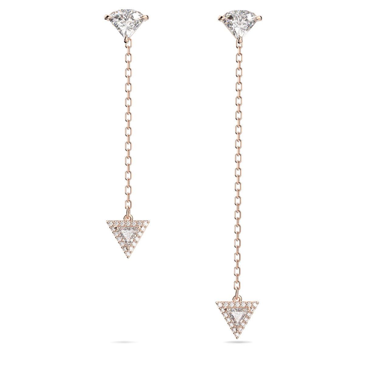 Swarovski Ortyx Drop Earrings, Triangle Cut, Asymmetric Design, White, Rose Gold Tone Plated