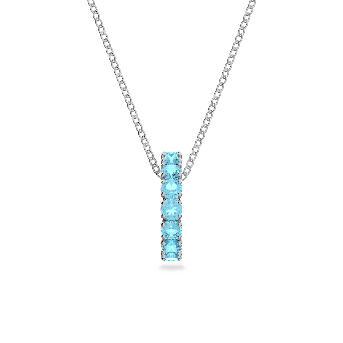 Swarovski Exalta Blue and Rhodium Pendant Necklace