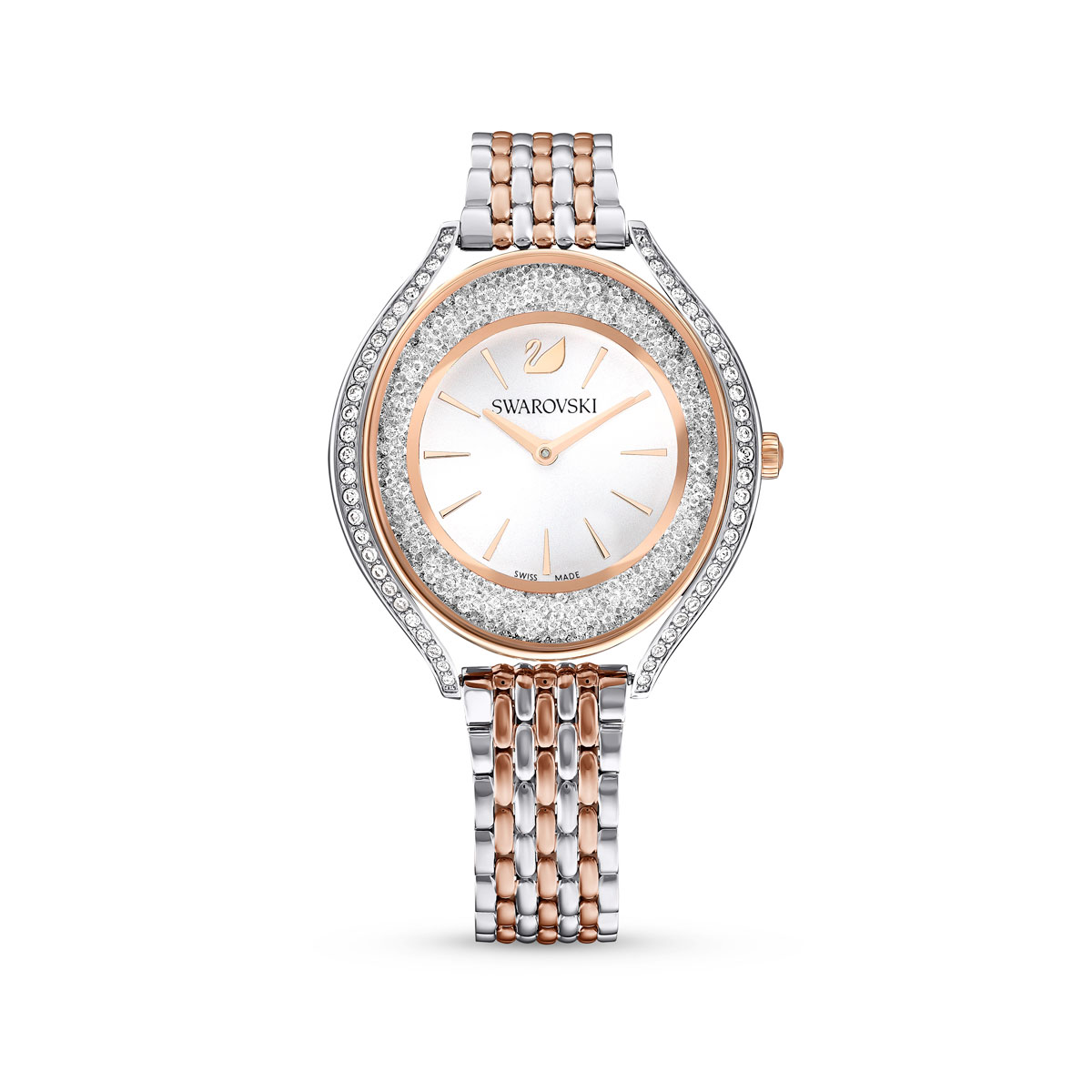 Swarovski Crystalline Aura Watch, Metal Bracelet, White, Rose Gold Tone Finish