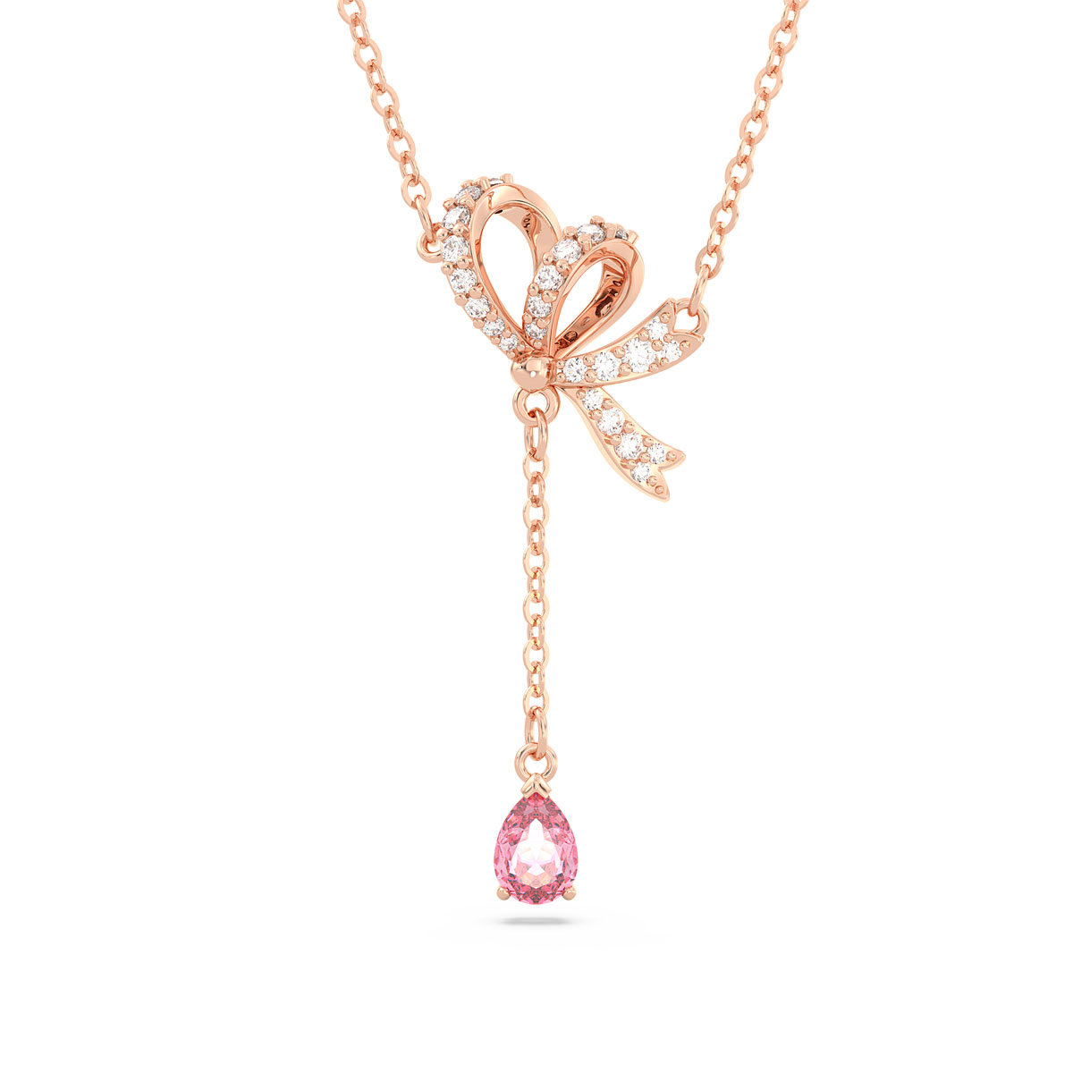 Swarovski Crystal and Rose Gold Bow Volta Y Necklace