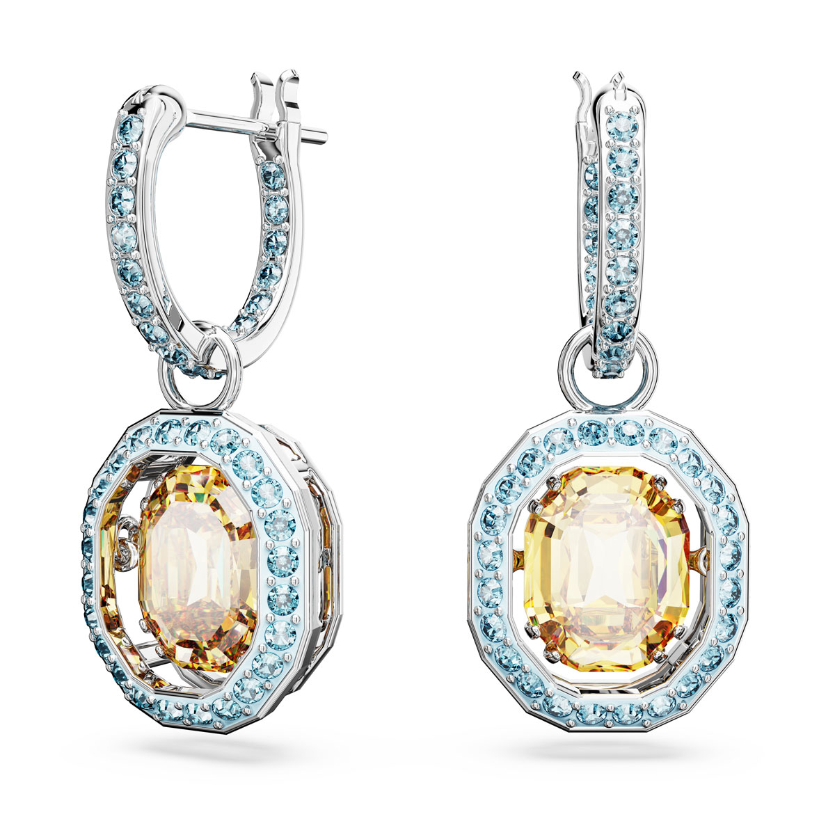 Swarovski Jewelry Chroma, Pierced Earrings Mini Hoops Yellow, Rhodium