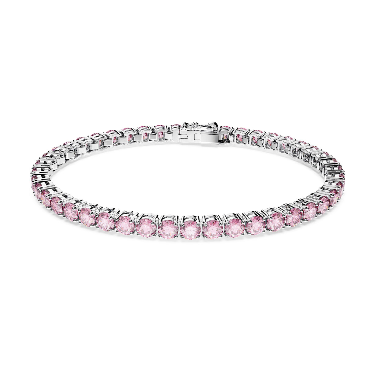 Swarovski Jewelry Matrix Pink and Rhodium Tennis Bracelet, Large