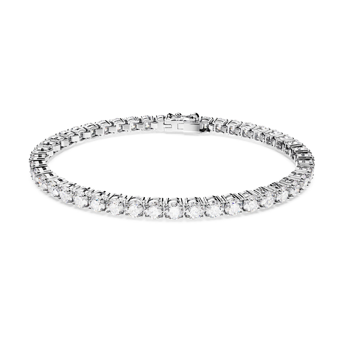 Swarovski Jewelry White Crystal and Rhodium Matrix Tennis Bracelet, Small